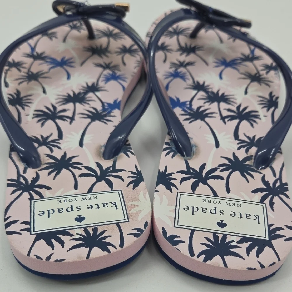 Kate Spade Navy and Pink Palm Sandals